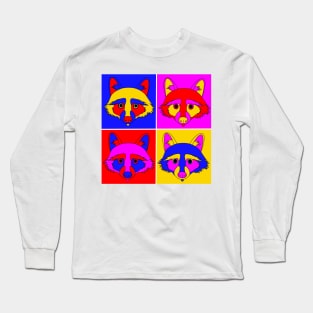 Pop Art Raccoon Print Long Sleeve T-Shirt